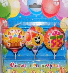 Свечи леденцы на шпажках "Смайлы" 3шт (10шт в упак.)