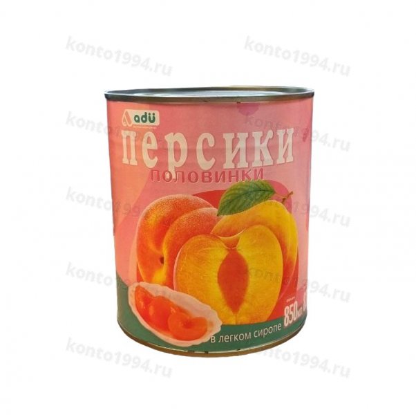 Персики половинки в сиропе 820 г/460г мл  ADU. Китай