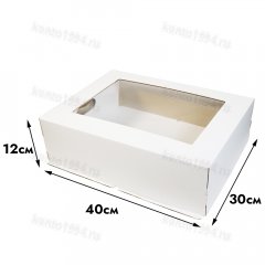 Коробка для торта 30х40h12 см, с окном(самолет), БЕЛАЯ, ШТ