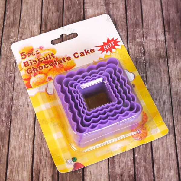 Вырубки для печенья "КВАДРАТ", 3,5-7,5см, двуторон.,набор 5 шт,пластик