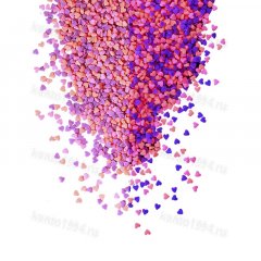 Посыпка сахарная декоративная Сердечки НЕОН роз/фиол, 390/14, 1,5кг