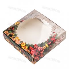Коробка для ПЕЧЕНЬЯ "Новогодний аромат"с окном, 12х12х3см, шт
