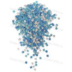 Посыпка сахарная декоративная Снежинки бел/гол/синие перлам.356/4, 1,5кг