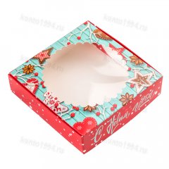 Коробка для ПЕЧЕНЬЯ "Новогодние Чудеса"с окном, 12х12х3см, шт