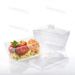 СТАКАНЧИКИ прямоугольник с крышкой,100х50х45мм,пластик,110мл(24шт/уп)